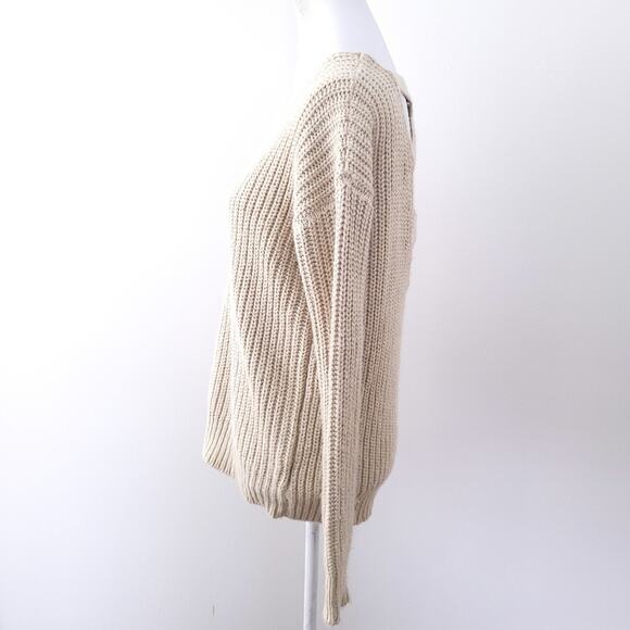 Sparkle & Fade Chunky Knit Lace Back Sweater XS, Oversized Boho Festival Casual - Picture 7 of 7